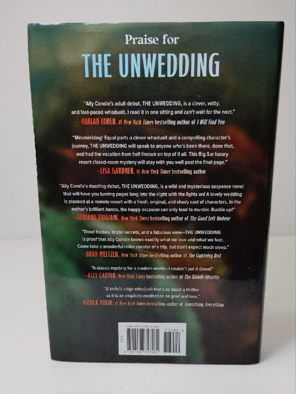 The Unwedding by Ally Condie - Teal & Green Hardcover Novel